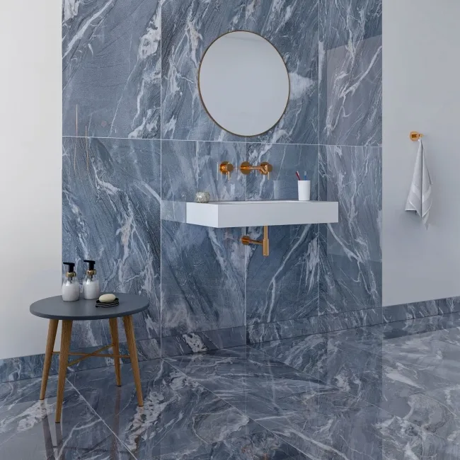 Aroma Blue Marble Effect Polished Porcelain Wall and Floor Tile