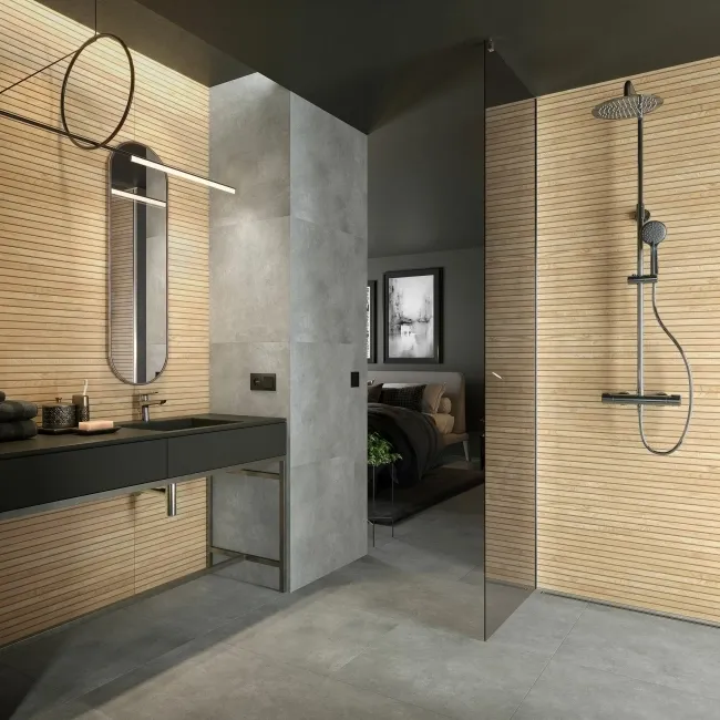 Bandwood Light Oak Slatted Wood Effect Matt Ceramic Wall Tile