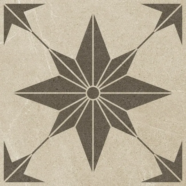 Bellevue Star Decor Ivory Matt Stone Effect Porcelain Outdoor Slab Tile