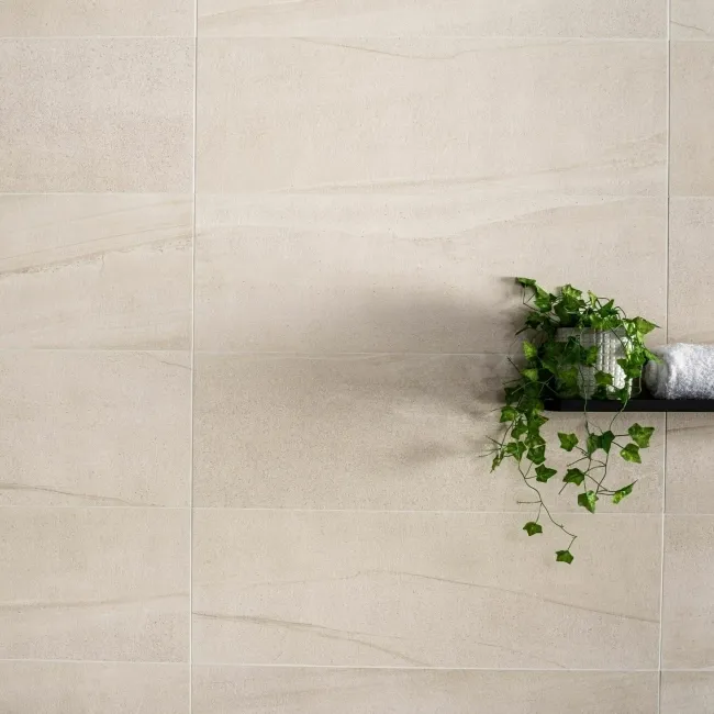 Burlington Stone Effect Cream Matt Ceramic Wall Tile