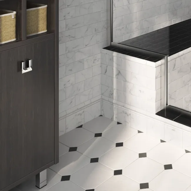 Carrara White Marble Effect Gloss Skirting Wall Tiles