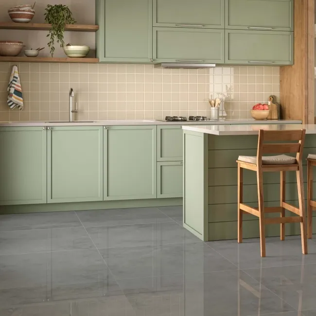 Clinquer Grey Polished Concrete Effect Porcelain Floor Tile