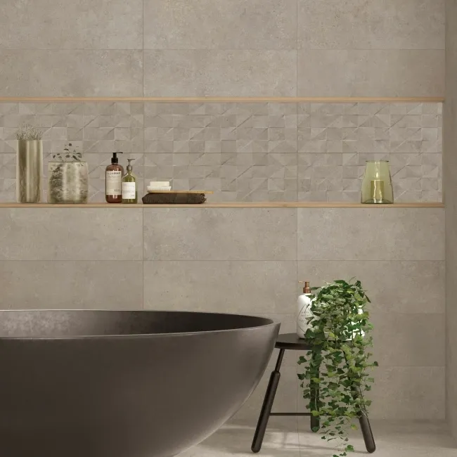 Crassana Decor Beige Concrete Effect Matt Ceramic Wall Tile