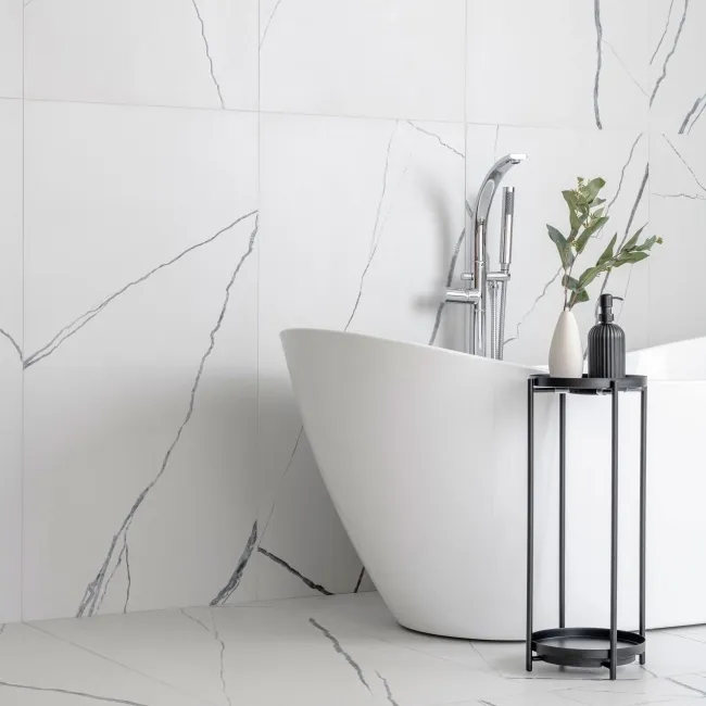 Da Vinci White Marble Effect Semi Polished Porcelain Tile