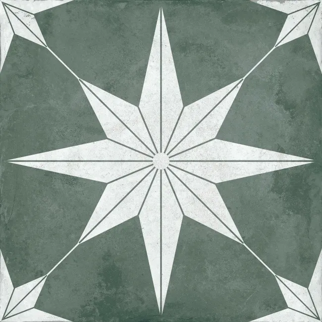 Supernova Star Green Patterned Matt Vitrified Ceramic Floor Tile