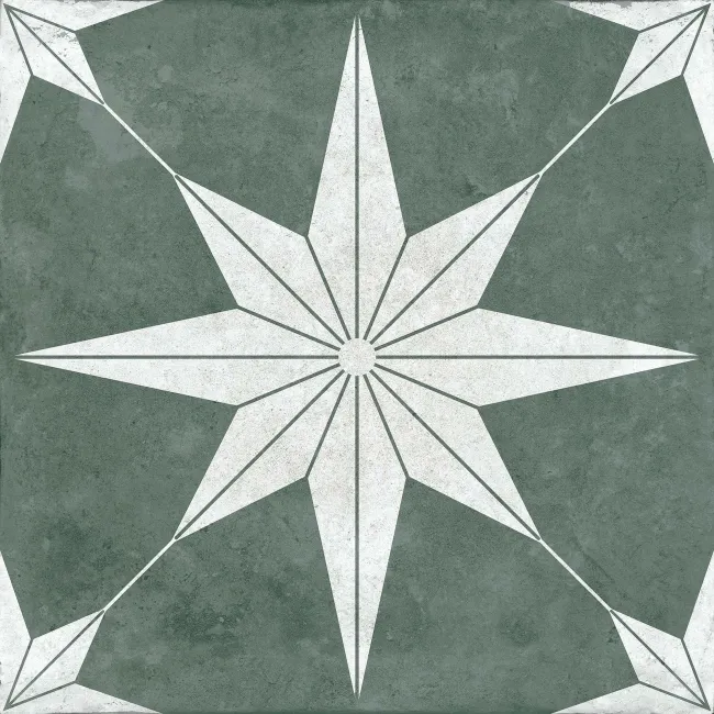 Supernova Star Green Patterned Matt Vitrified Ceramic Floor Tile
