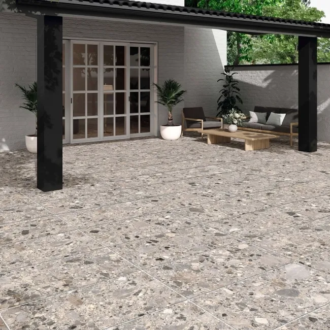 Inlay Pearl Grey Terrazzo Effect Matt Porcelain Outdoor Slab Tile
