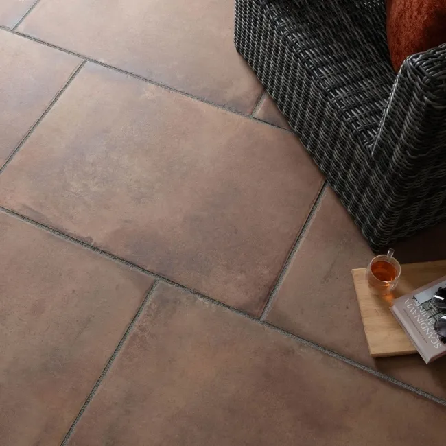 Kingsbury Terracotta Rustic Edge Stone Effect Porcelain Outdoor Slab