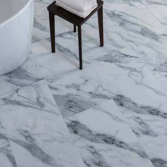Marble Deluxe White Grouted Tile Effect Luxury Click Vinyl Flooring 5.5mm