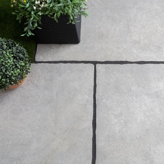 Mineral Dark Grey Rustic Edge Stone Effect Porcelain Outdoor Slab