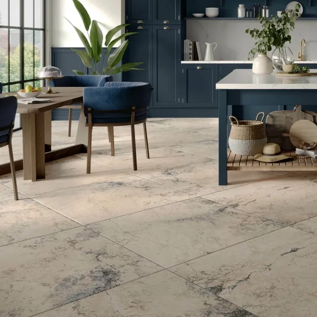 Modern Travertine Effect Beige Matt Large Porcelain Floor Tile