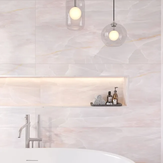 Omen Pink Onyx Marble Effect Matt Porcelain Tile