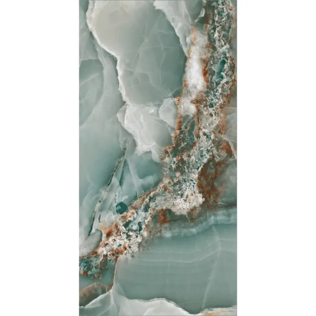 Onyx Marble Effect Turquoise Green Polished Porcelain Wall and Floor Tile