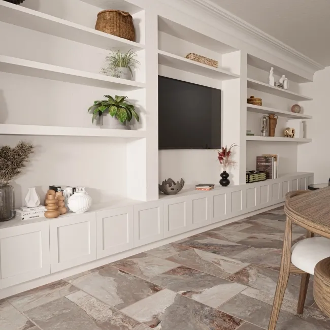 Peacock Grey Slate Effect Matt Porcelain Tile 