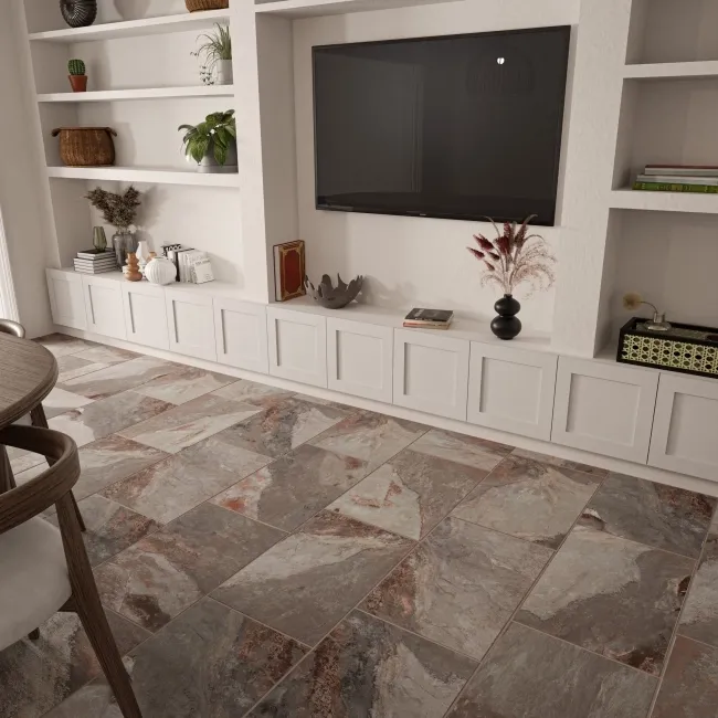 Peacock Grey Slate Effect Matt Porcelain Tile 