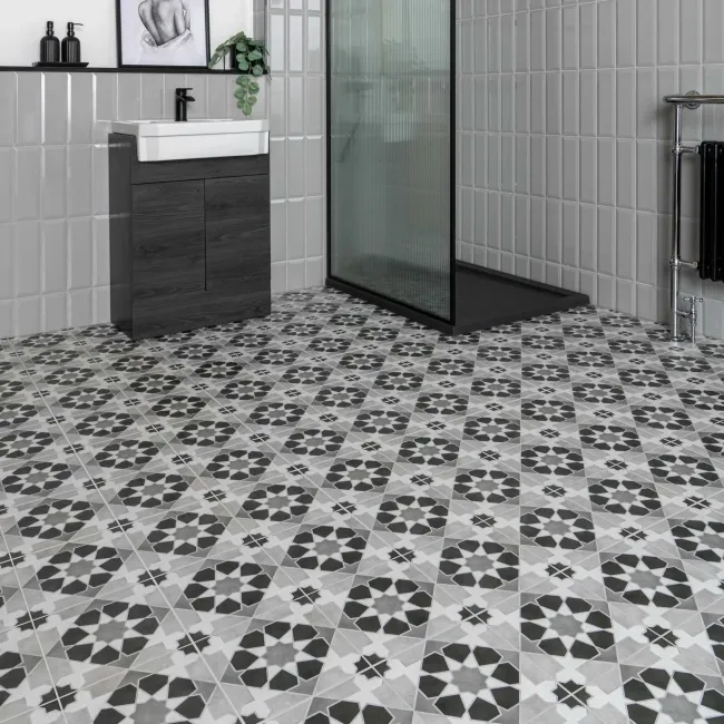 Rabat Black Pattern Matt Ceramic Floor Tile