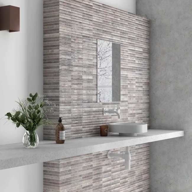 Rubik Greige Kit Kat Effect Gloss Ceramic Wall Tile