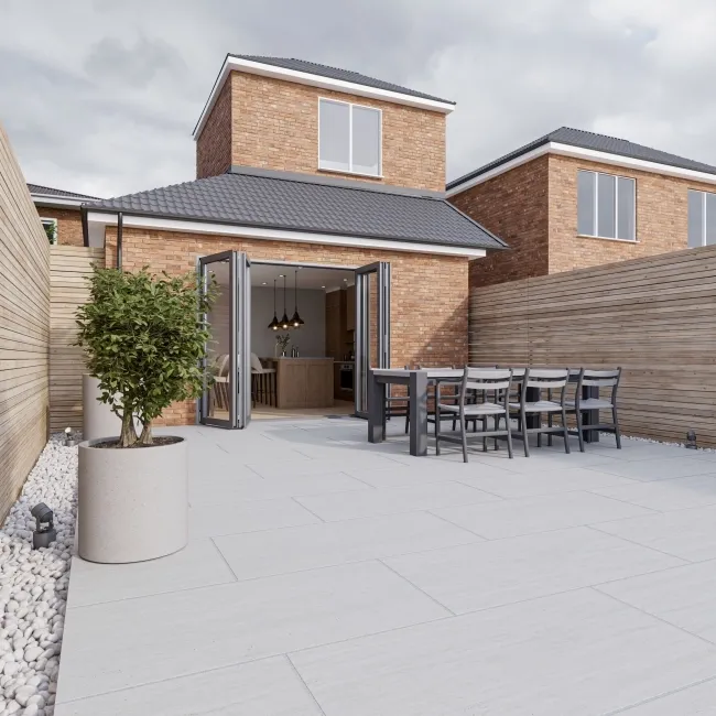 Caesar White Stone Effect Matt Porcelain Outdoor Slab Tile