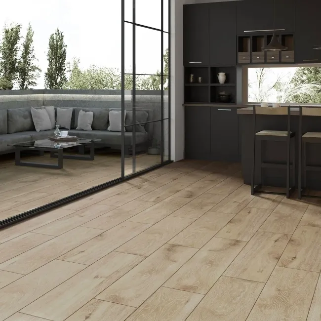 Tejos Greige Porcelain Wood Effect Floor Tile