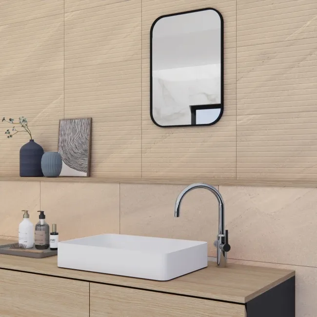 Urbano Beige Decor Stone Effect Matt Ceramic Wall Tile