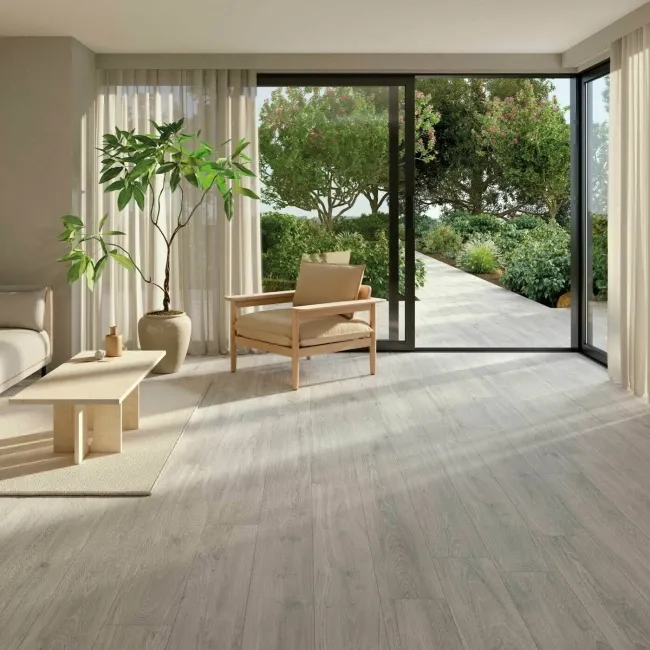 Verbier Grey Large Wood Effect Anti-Slip Matt Porcelain Floor Tile