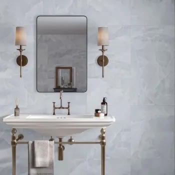 Garner Blue Onyx Marble Effect Gloss Ceramic Wall Tile