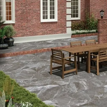 Chantal Grey Marble Effect Matt Porcelain Large Outdoor Slab Tile