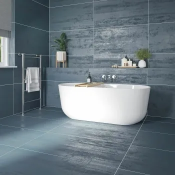 Enya Blue Concrete Effect Matt Porcelain Wall and Floor Tile