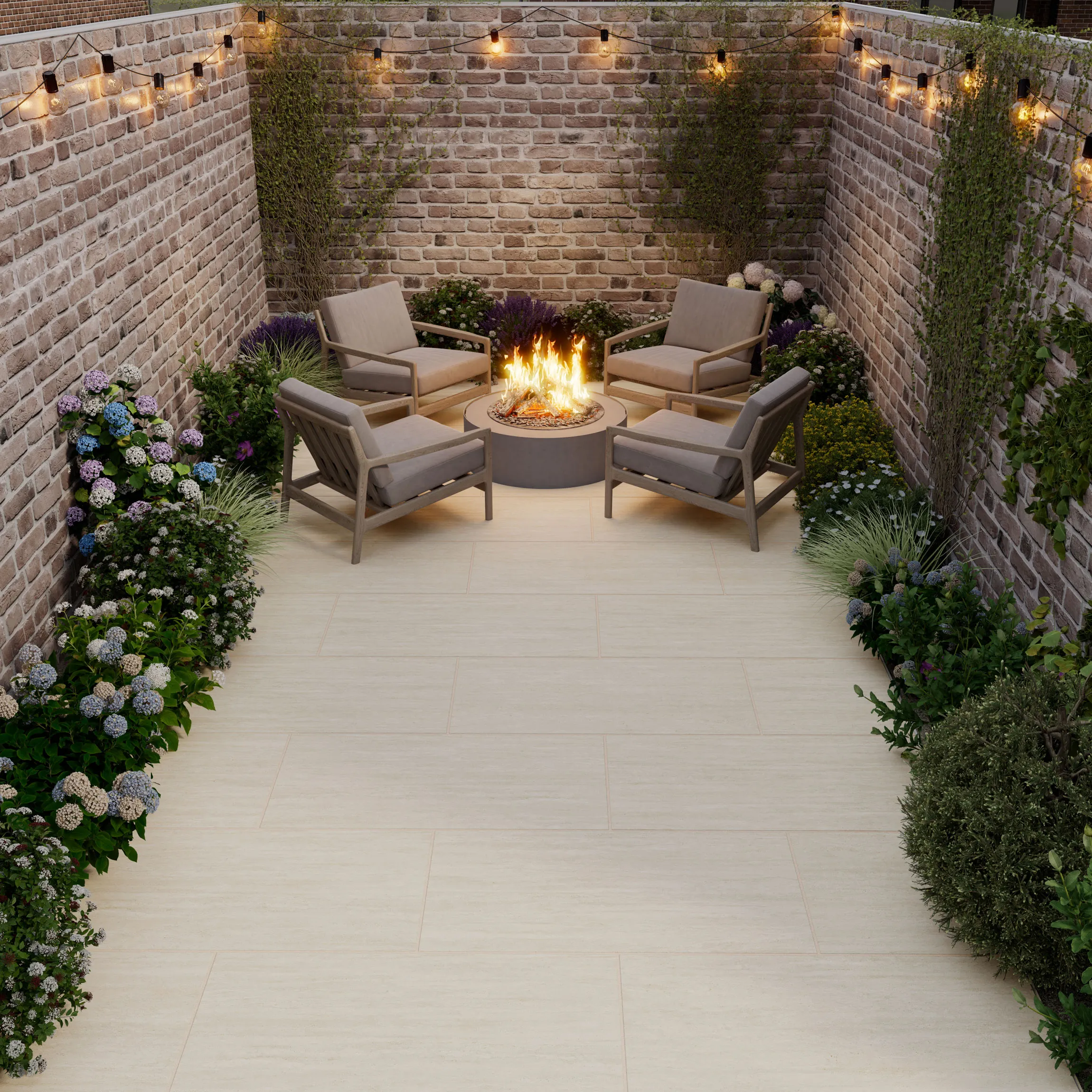 Caesar Ivory Stone Effect Matt Porcelain Outdoor Slab Tile