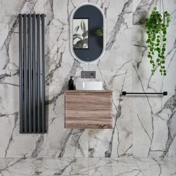 Invisible Marble Gloss Wall and Floor Tile 600x1200 Bathroom Roomset