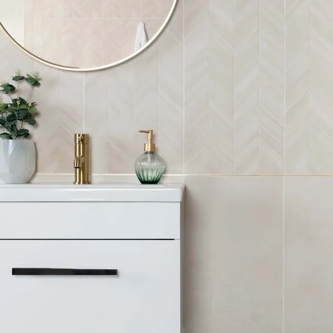 Bercy Chevron Decor Sand Concrete Effect Matt Ceramic Wall Tile