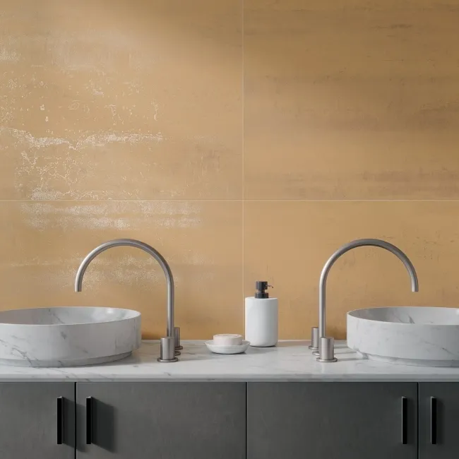 Enya Gold Concrete Effect Matt Porcelain Wall and Floor Tile