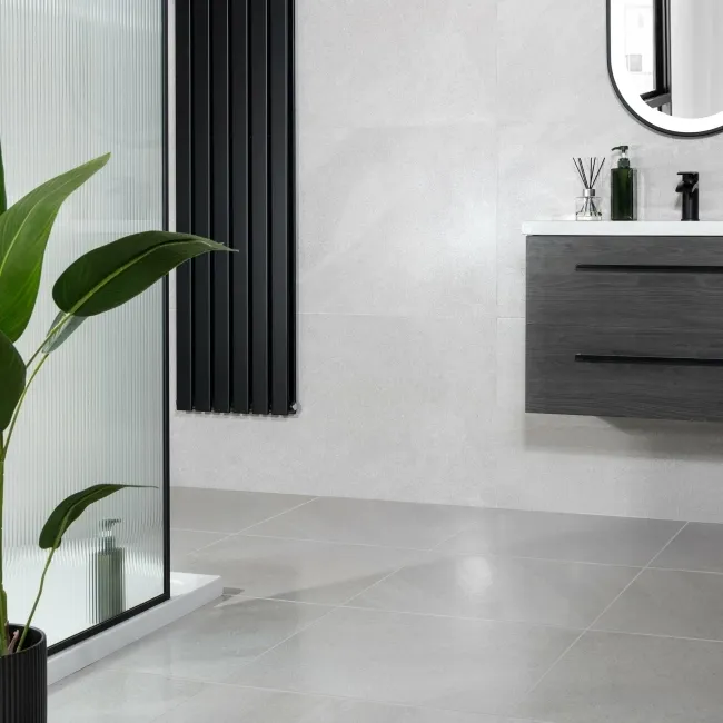 Galaxy Smoke Grey Stone Effect Semi Polished Porcelain Wall and Floor Tile