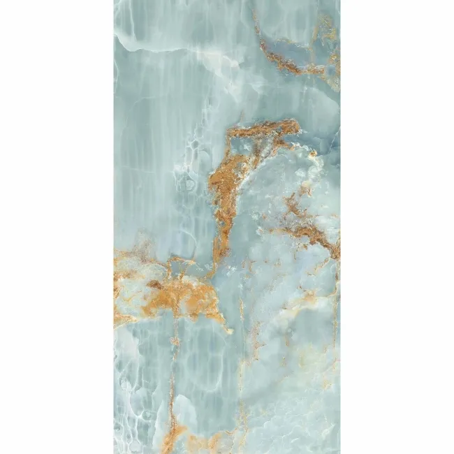 The Room Turquoise Onyx Marble Effect Polished Porcelain Wall and Floor Tile