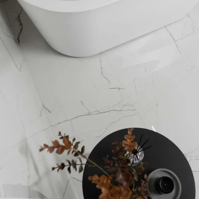 The Room White Italian Polished Porcelain Wall and Floor Tiles