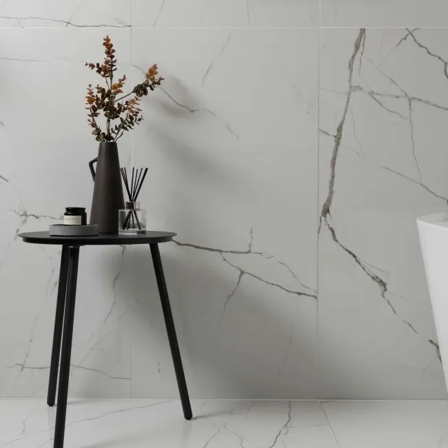 The Room White Italian Polished Porcelain Wall and Floor Tiles