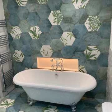 Oasis Floral Patterned Hexagon Matt Porcelain Wall and Floor Tile