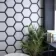 Fusion White Marble Effect & Black Border Hexagon Tile