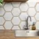 Fusion White Marble Effect & Oak Border Hexagon Tile