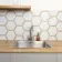 Fusion White Marble Effect & Oak Border Hexagon Tile