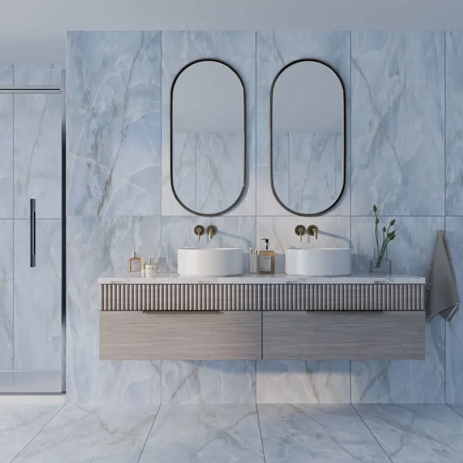 Omen Blue Onyx Marble Effect Matt Porcelain Tile