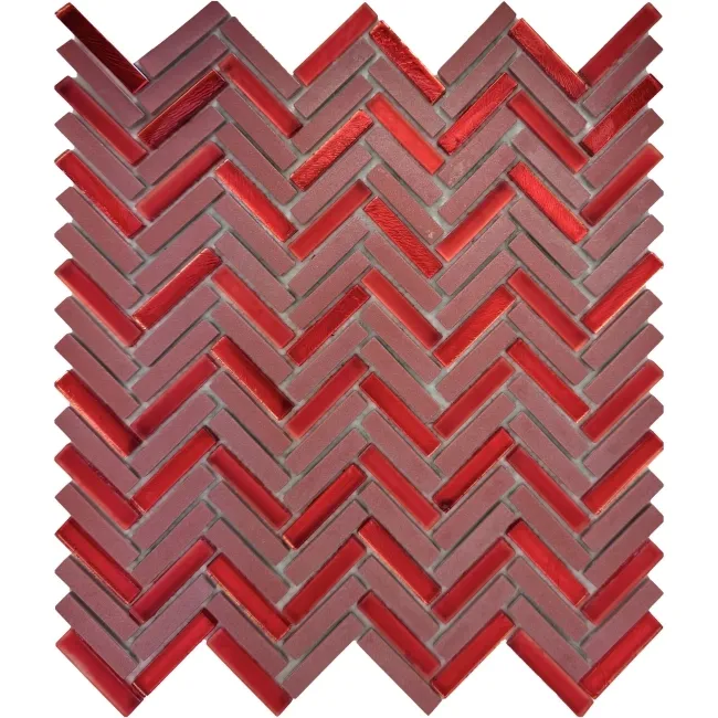 Chapel Herringbone Red Mixed Mosaic