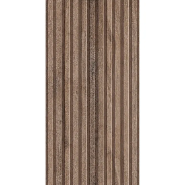 Dakaris Nut Slatted Wood Effect Matt Porcelain Tile