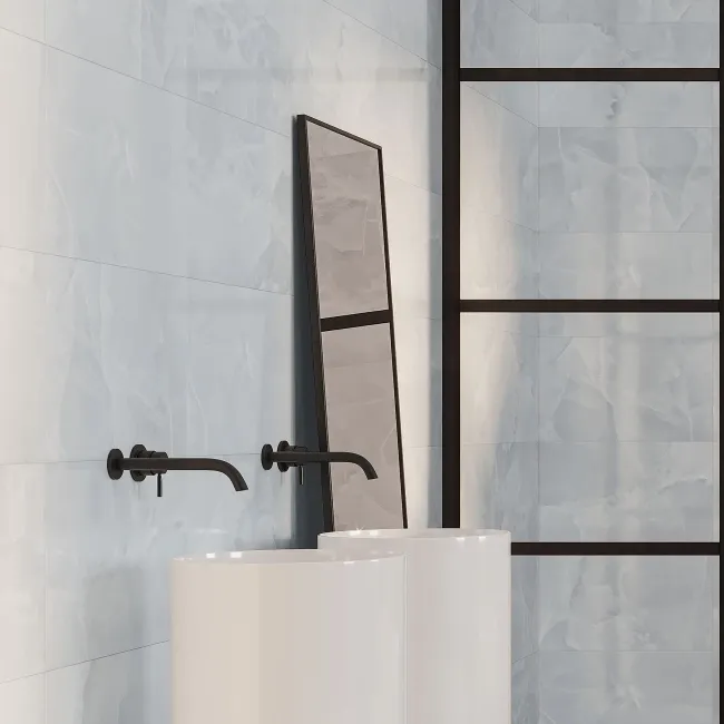 Garner Blue Onyx Marble Effect Gloss Ceramic Wall Tile