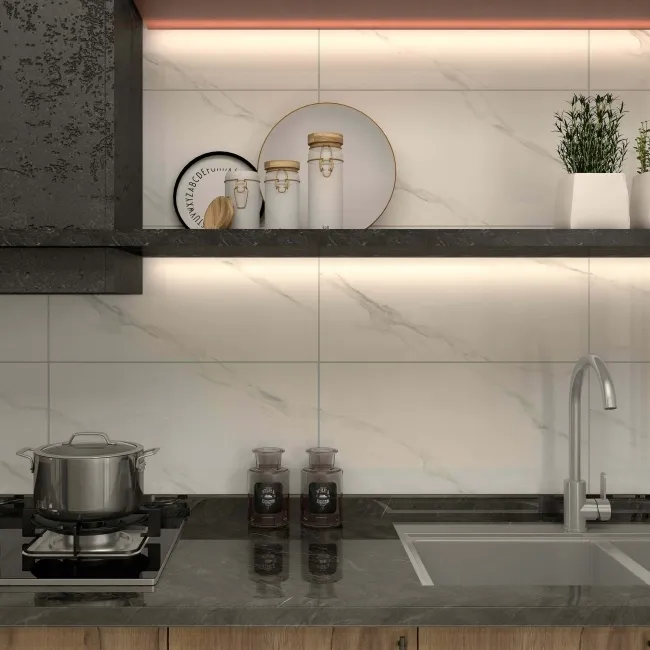 Alaskan Calacatta White Marble Effect Polished Porcelain Wall and Floor Tile