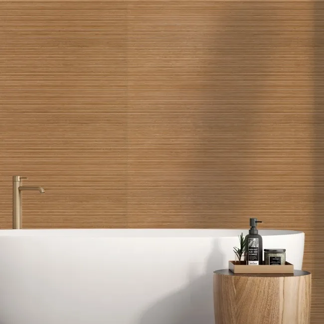 Roca Indiana Natural Fluted Wood Effect Matt Ceramic Tile