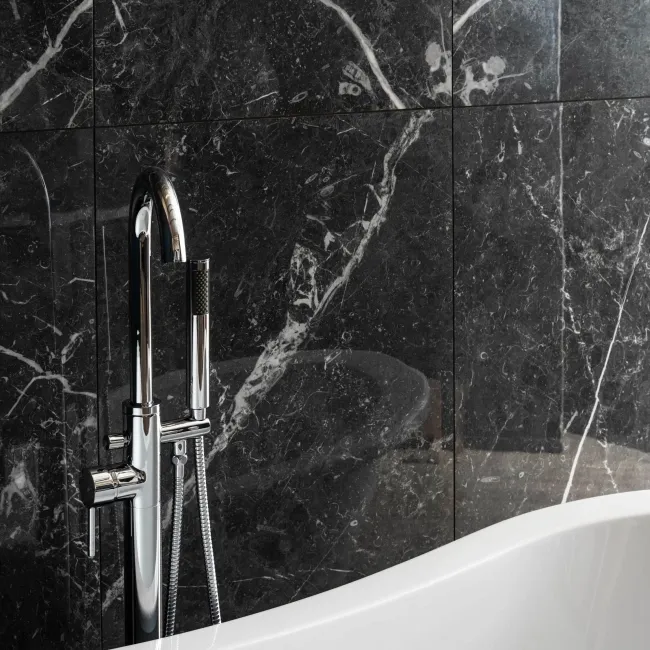 Blu Del Belgio Black Polished Marble Effect Porcelain Tile