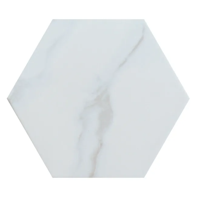 Cipriani Hexagon White Marble Effect Matt Porcelain Wall and Floor Tile