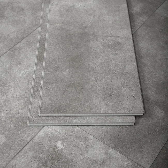 Concrete Effect Grey Tile Luxury Click Vinyl Flooring 5mm