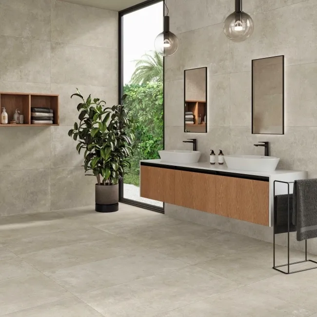 Crassana Beige Concrete Effect Large Anti Slip Porcelain Tile